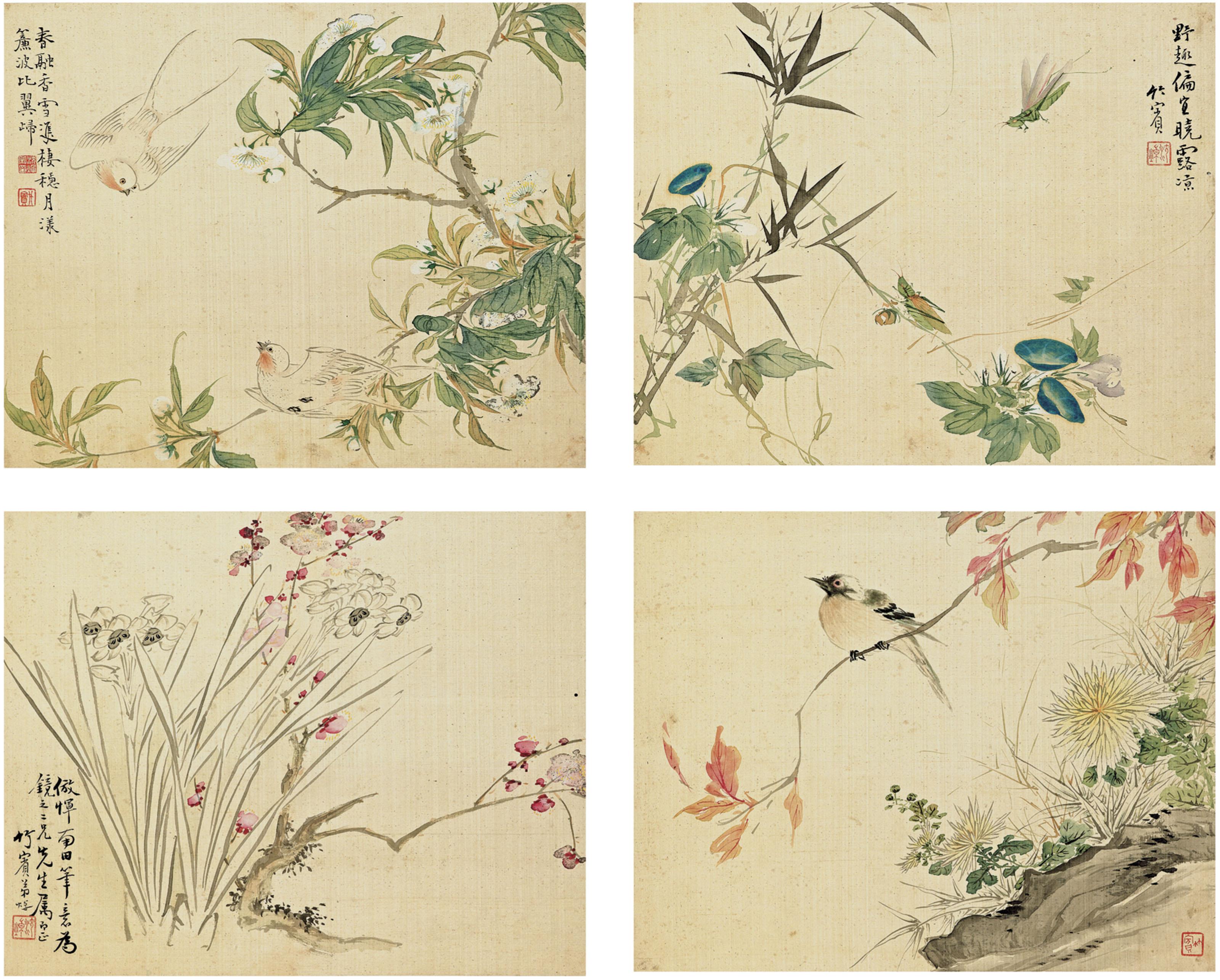 Shen Zhuo - Album of Flowers, Birds and Insects