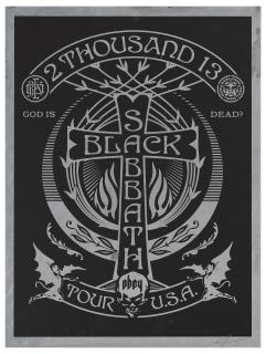 Shepard Fairey - Black Sabbath Cross Silver, 2013