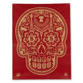 Shepard Fairey - Day of the dead skull HPM red, 2020