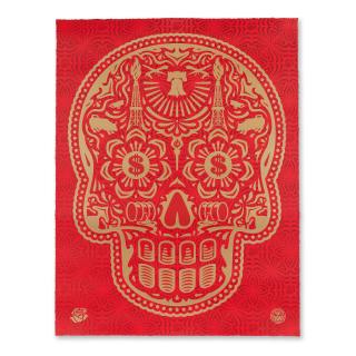 Shepard Fairey - Day of the dead skull (red), 2020