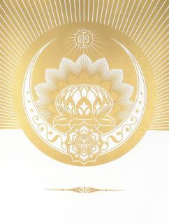 Shepard Fairey - Obey Lotus Crescent (White & Gold), 2013