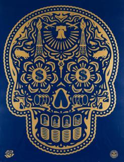 Shepard Fairey - Power & Glory Day Of The Dead Skull (Blue), 2020