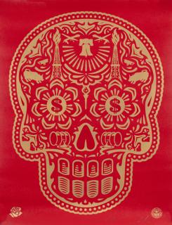 Shepard Fairey - Power & Glory Day Of The Dead Skull (Red)