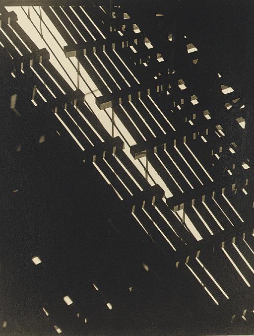 Sherril Schell - Pattern of Light and Shadow Under Elevated R.R. Looking Up, 1930