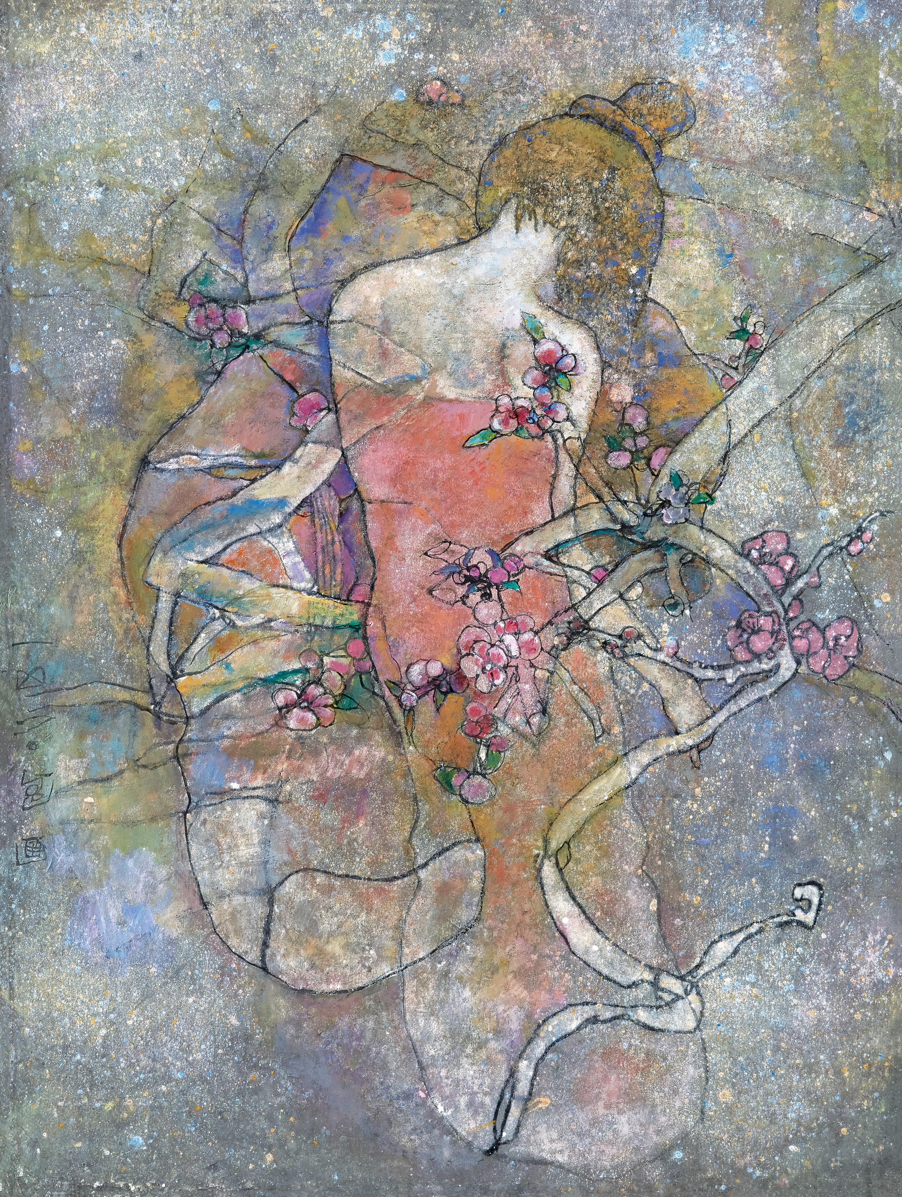 Shi Hu - Lady and Plum(Painted in 2015)