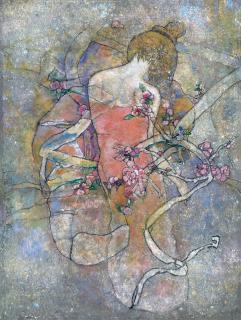 Shi Hu - Lady and Plum(Painted in 2015)