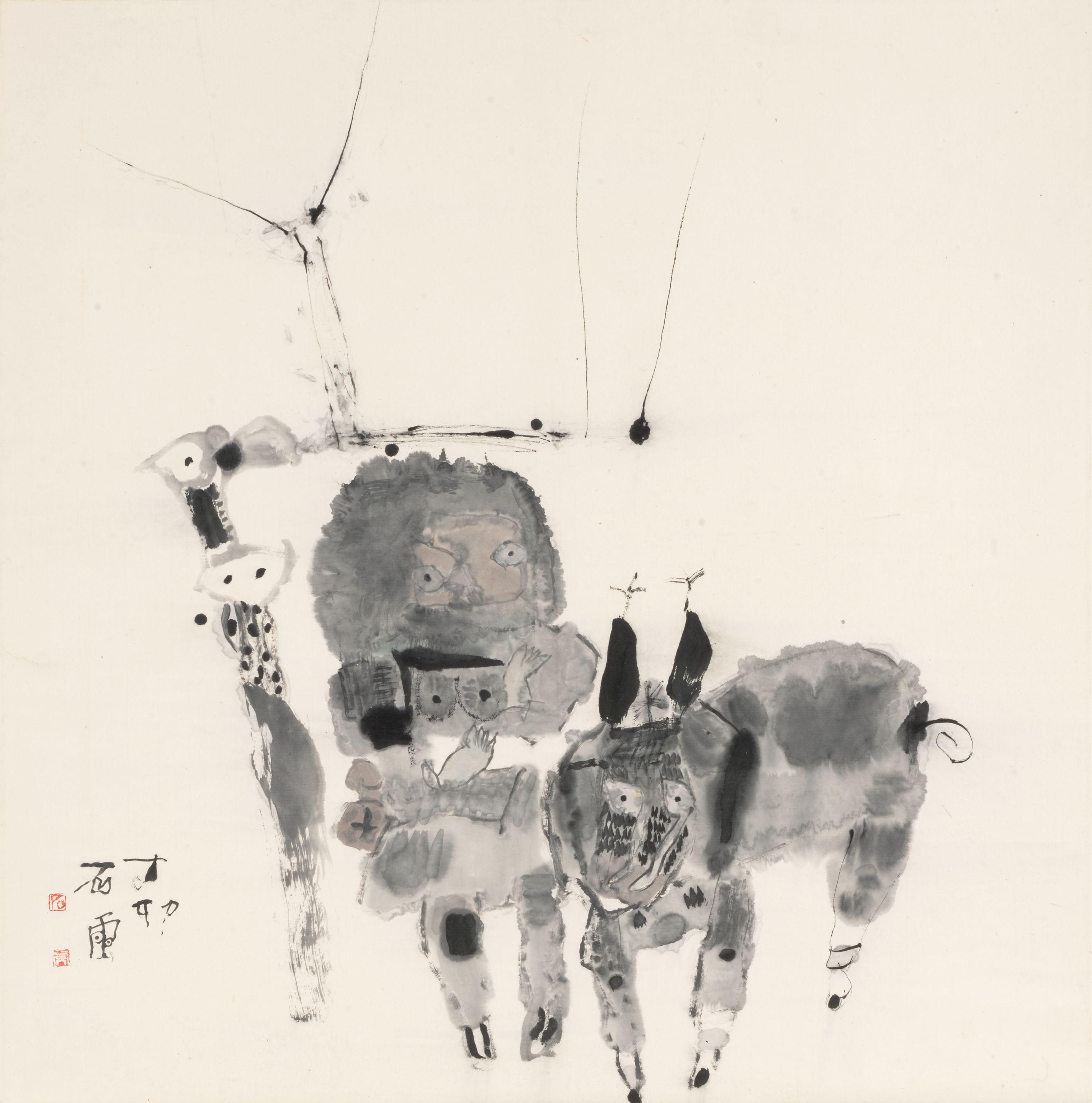 Shi Hu - Woman and Donkey, 1987