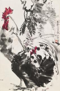 Shi Qi - Two Roosters
