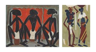 Shiavax Chavda - Untitled (Three Tribal Men); Toddy Booth