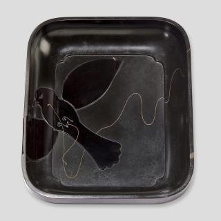 Shibata Zeshin - A tobacco tray with a bird-shaped kite