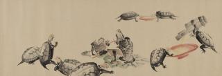 Shibata Zeshin - Anthropomorphic Turtles Playing