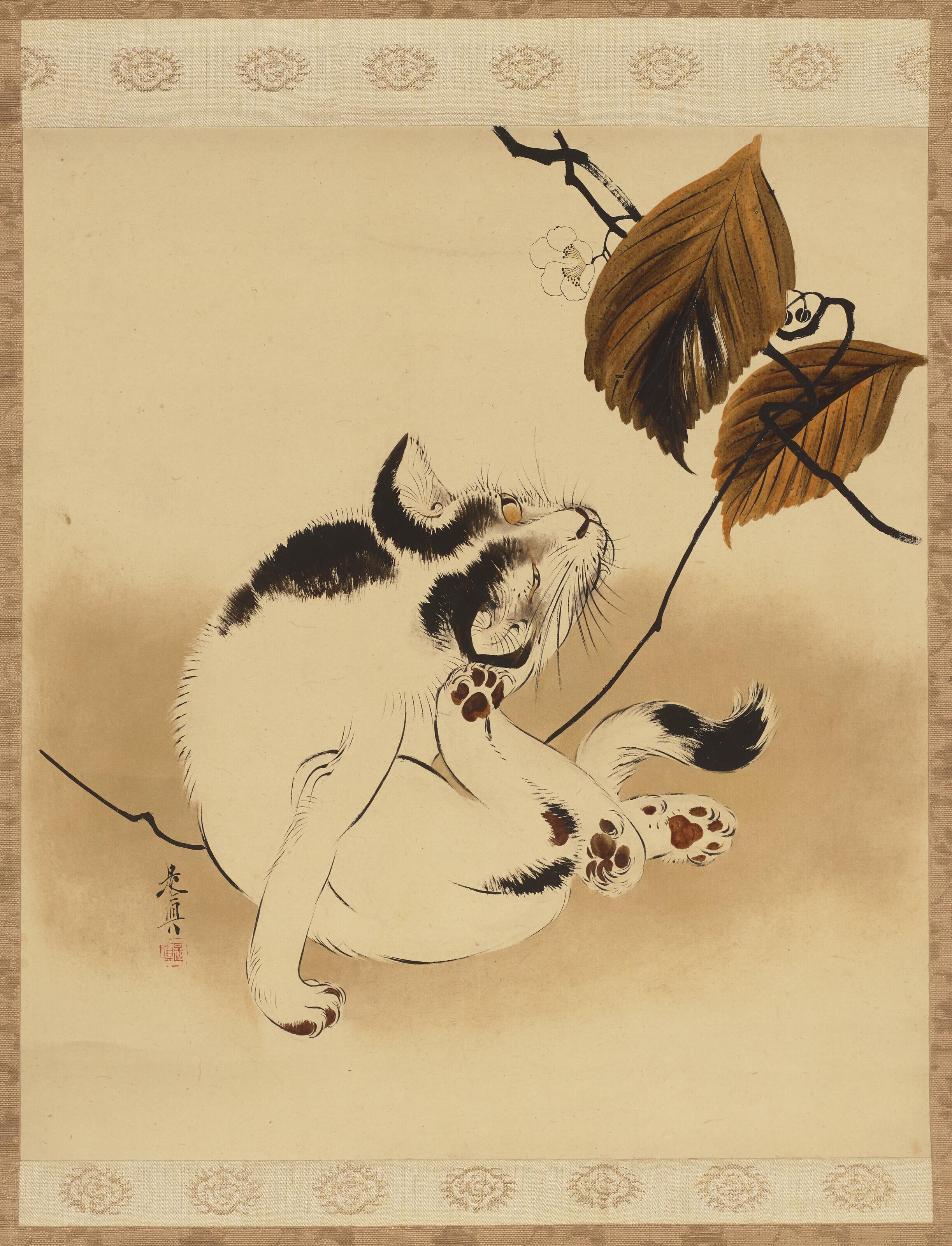 Shibata Zeshin - Cat and Silver Vine