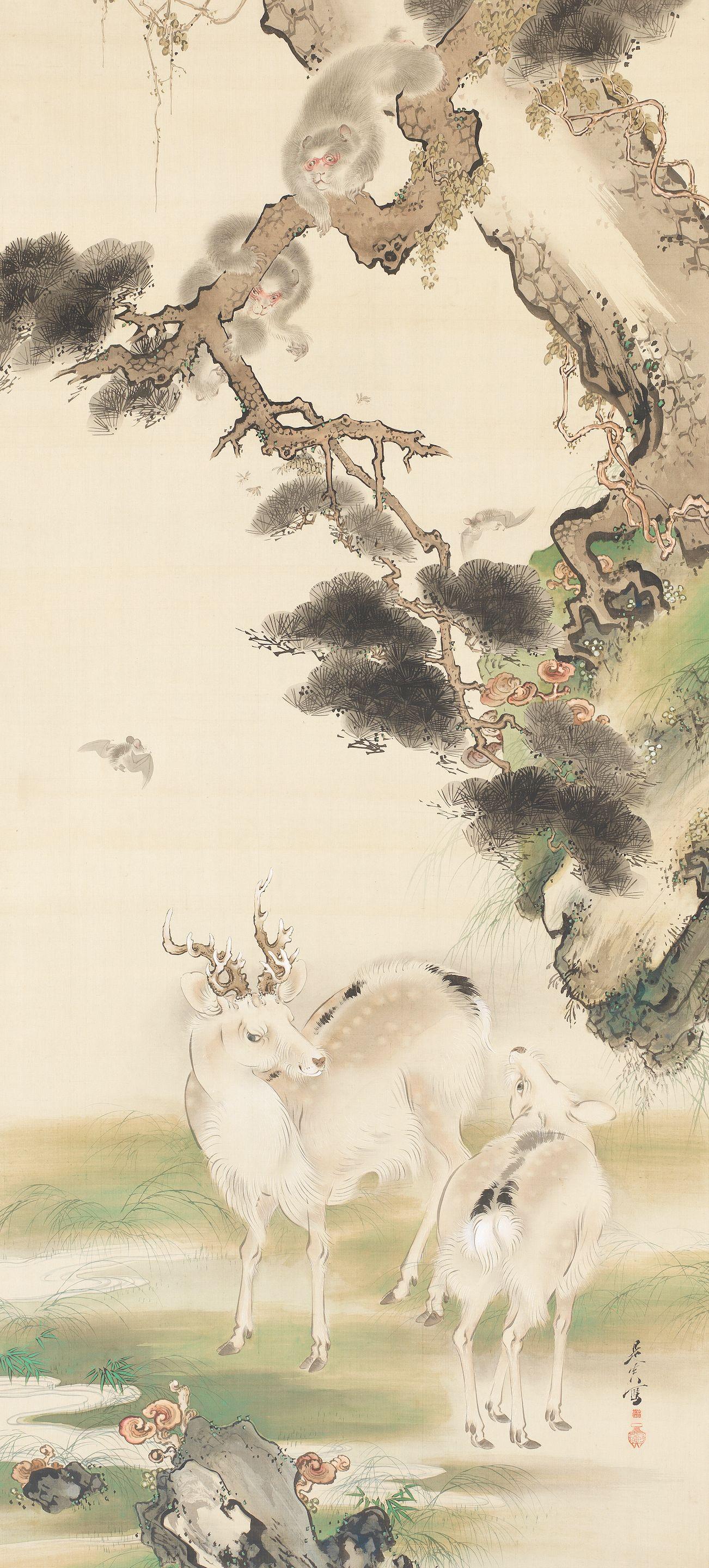 Shibata Zeshin - Rusu Moyo (Absent Motif) for Fukurokuju