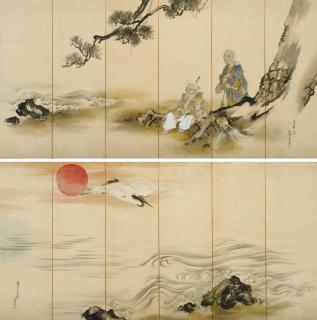 Shibata Zeshin - Scenes from the Noh play Takasago, 1889