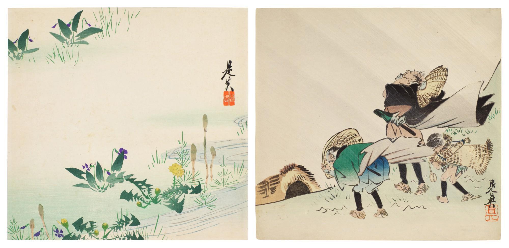 Shibata Zeshin - Two woodblock prints