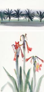 Shiy De Jinn - Lanscape And Amaryllis  (Double-Sided Painting)