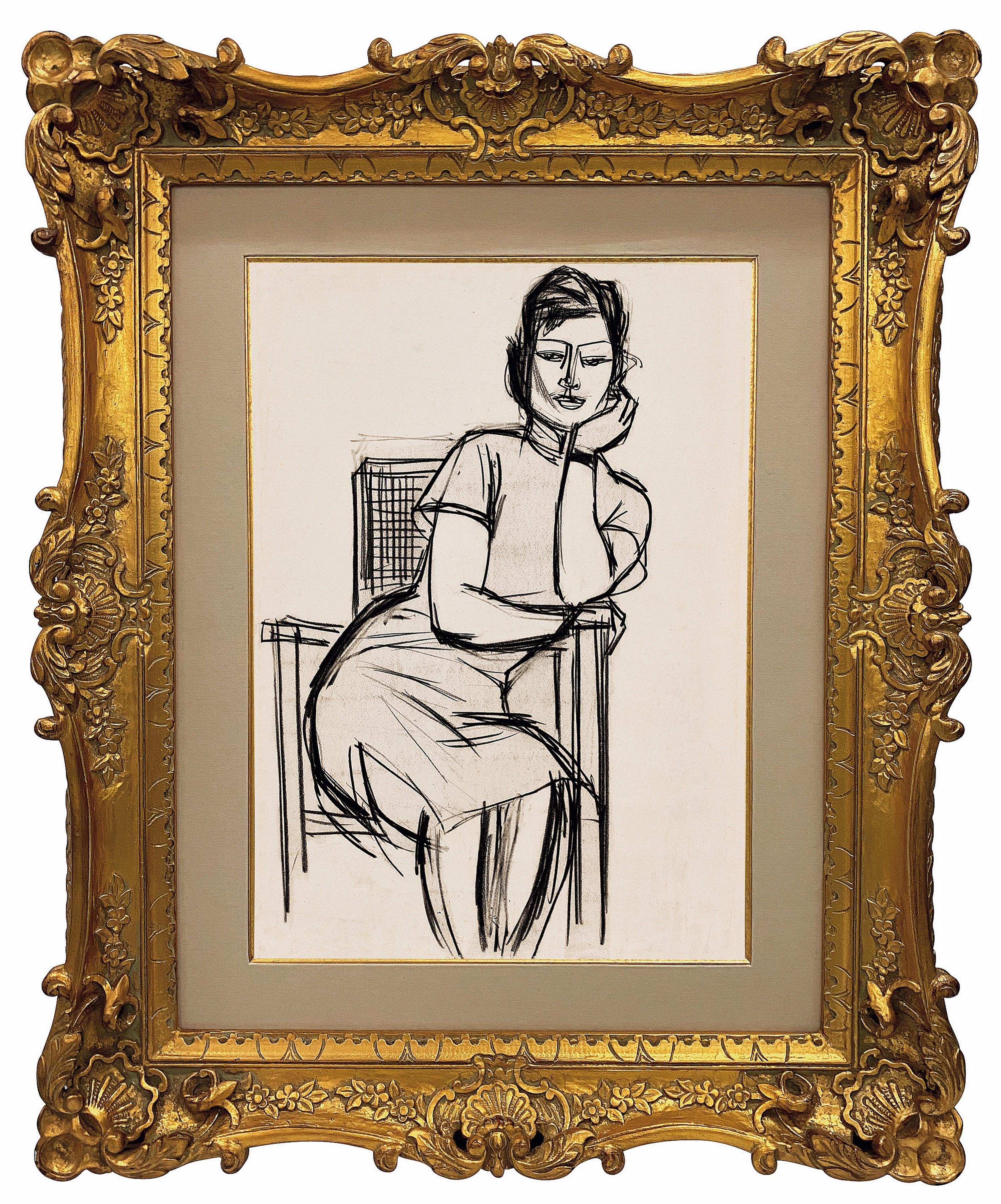 Shiy De-Jinn - Portrait Of A Seated Female (Painted In The 1960S)