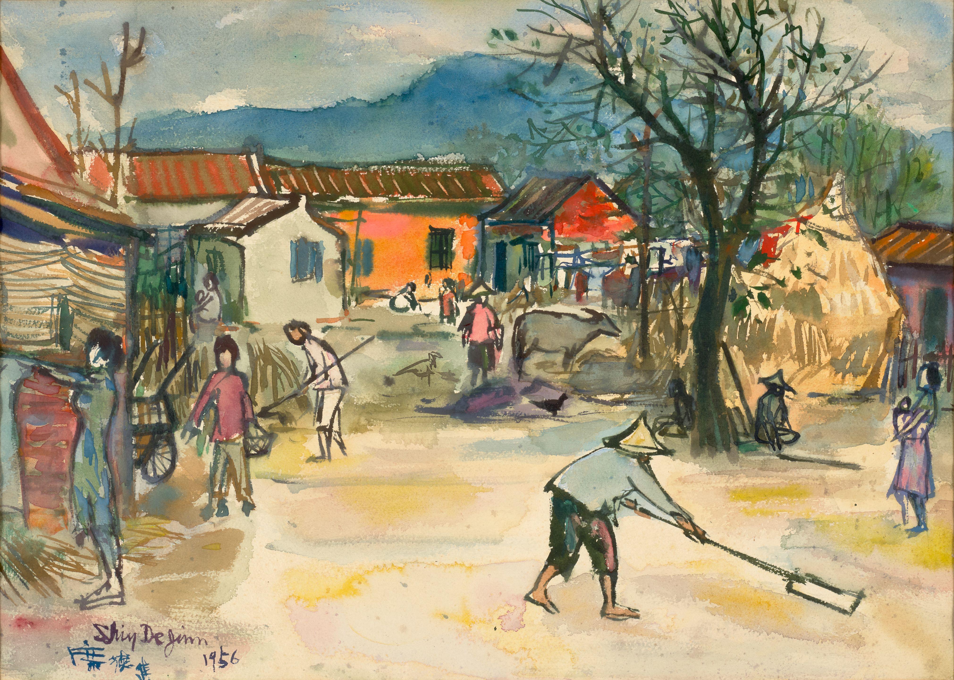 Shiy De Jinn - Village Scene, 1956