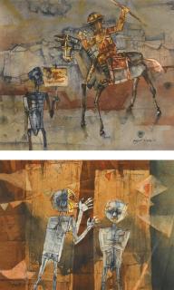 Shyamal Dutta Ray - Untitled (Two Men); Untitled (Horse Rider)