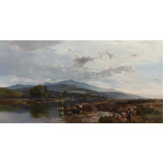 Sidney Richard Percy - British Cattle Watering In A Highland Loch