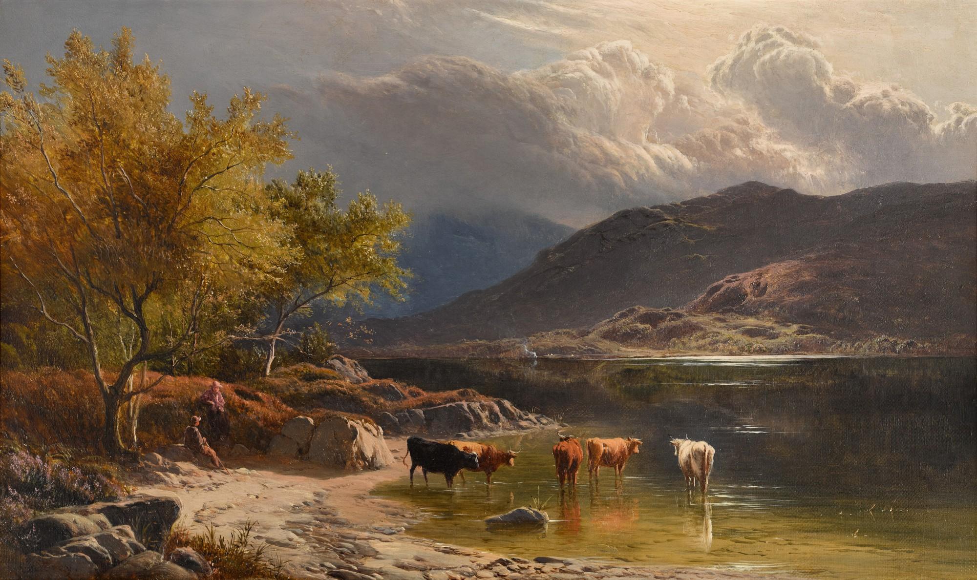 Sidney Richard Percy - Cattle watering by a loch