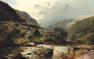 Sidney Richard Percy - Fishing on a Highland River
