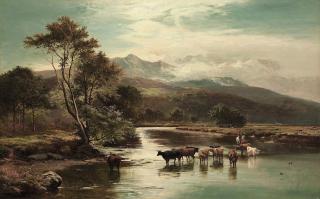 Sidney Richard Percy - Fording the River Mawddach, Cader Idris, North Wales