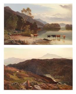 Sidney Richard Percy - Highland Loch Landscape; Highland landscape, a pair