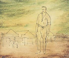 Sidney Robert Nolan - Figure in Outback Landscape