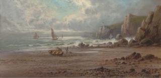 Sidney Yates Johnson - Fisherfolk on a beach