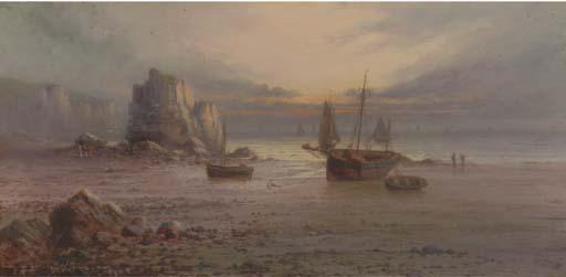 Sidney Yates Johnson - The sun setting over a rocky beach