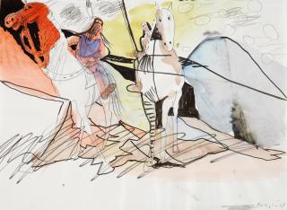 Siegfried Anzinger - Ohne Titel (Reitende Indianer)