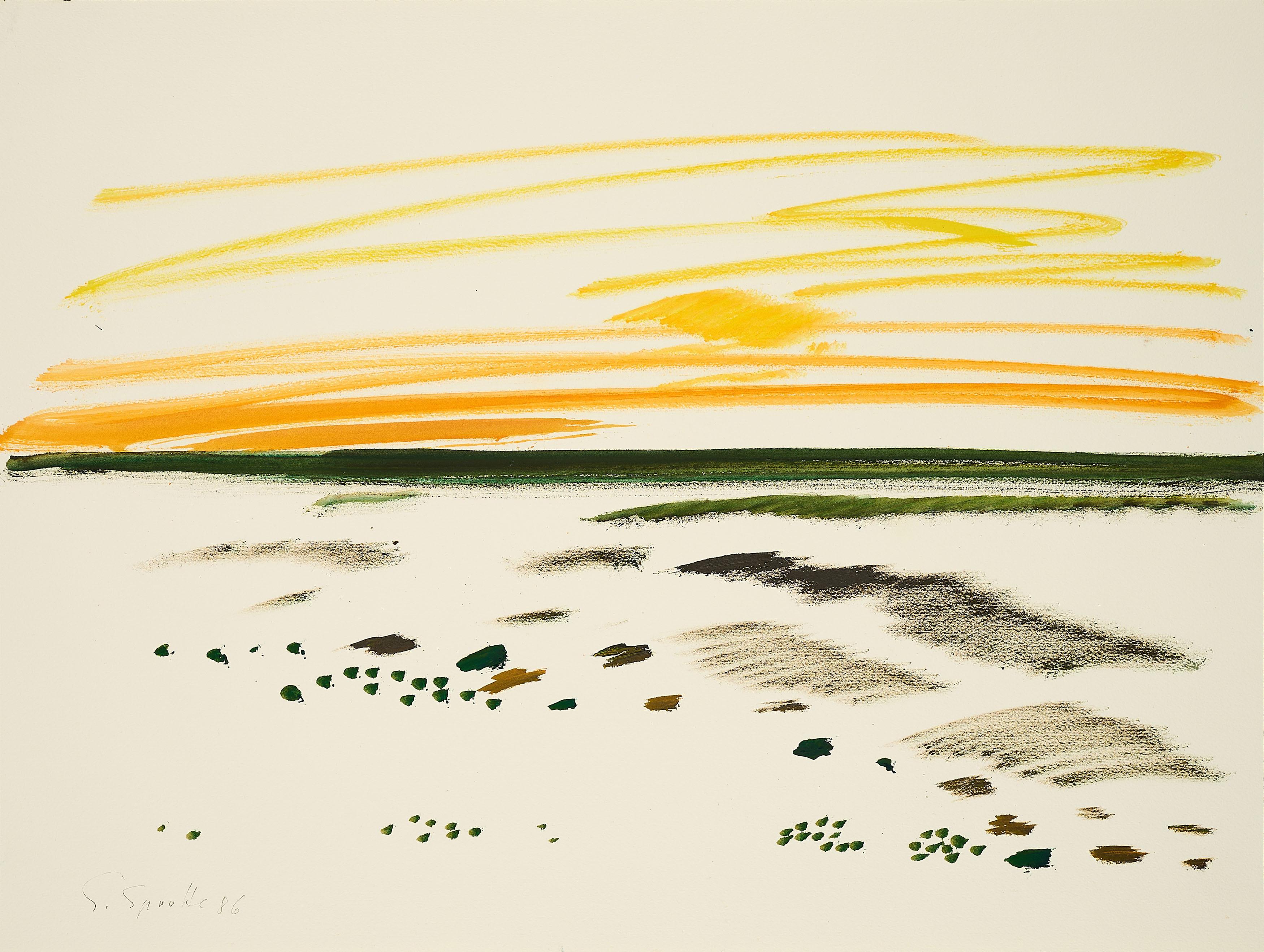 Siegward Sprotte - Seelandschaft mit gelbem Himmel.