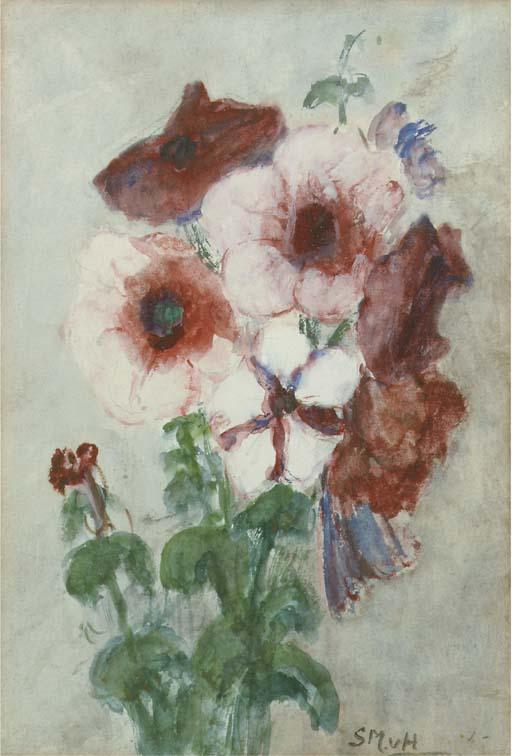 Sientje Mesdag-Van Houten - A swag of pink flowers