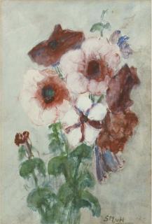 Sientje Mesdag-Van Houten - A swag of pink flowers