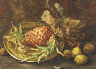 Sientje Mesdag-Van Houten - Still life with a mortar and a pineapple