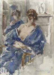 Sierk Schröder - A lady in a blue kimono