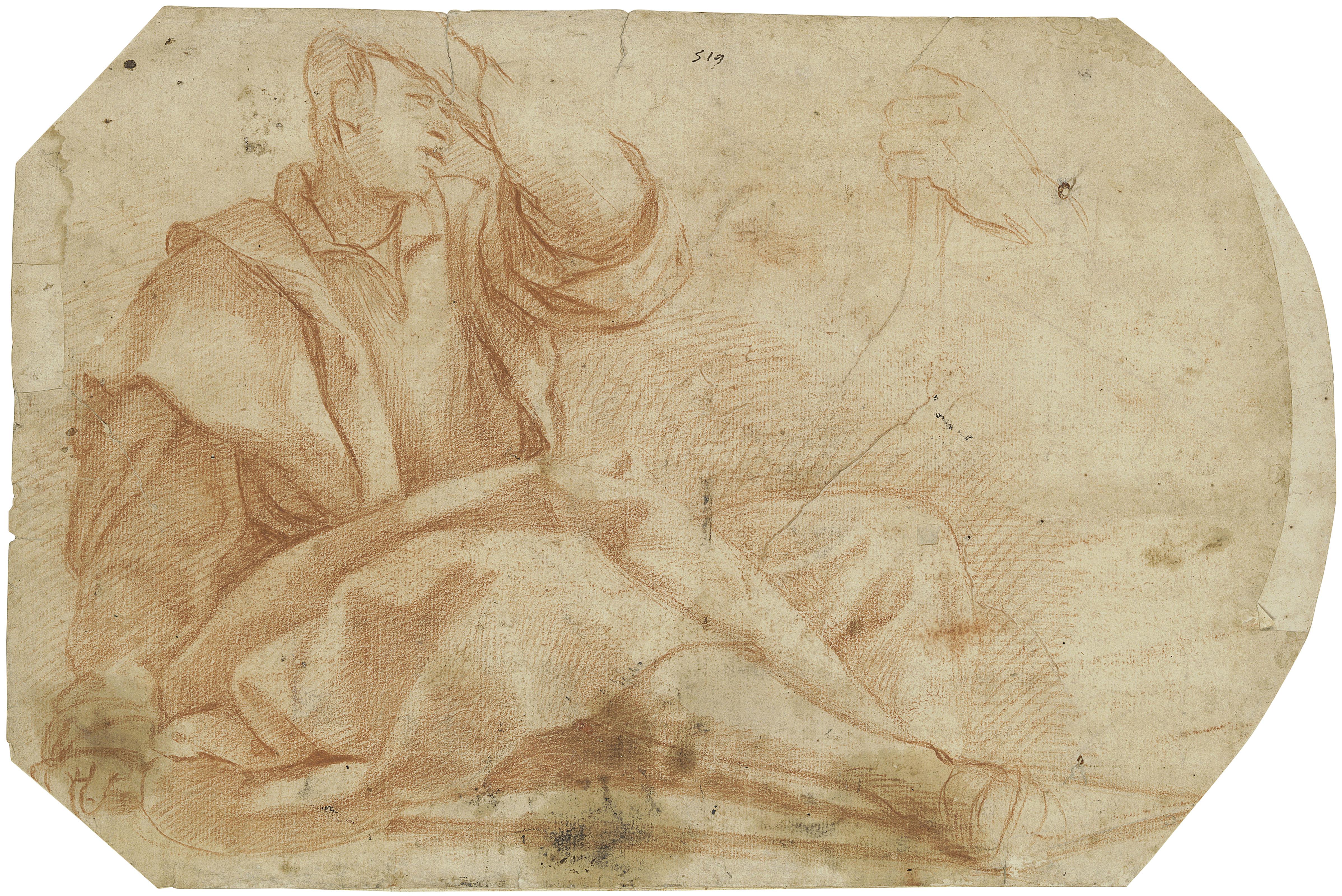 Sigismondo Coccapani - Study for a seated man (recto); Study of a draped standing man (verso)
