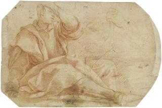 Sigismondo Coccapani - Study for a seated man (recto); Study of a draped standing man (verso)