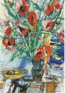 Sigmund Joseph Menkes - Oriental poppies in a vase