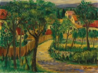 Sigmund Joseph Menkes - Paysage Aux Toits Rouges