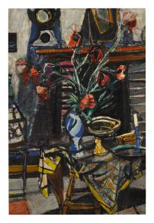 Sigmund Joseph Menkes - Still Life With Flowers And Bowl On A Table