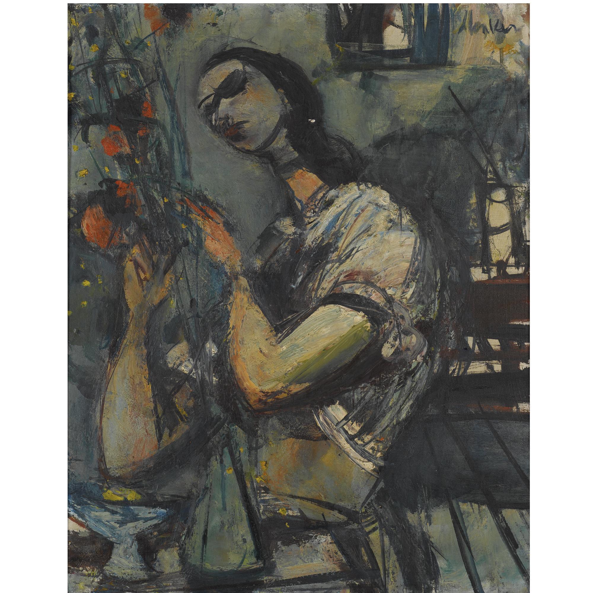 Sigmund Joseph Menkes - Woman With Flowers