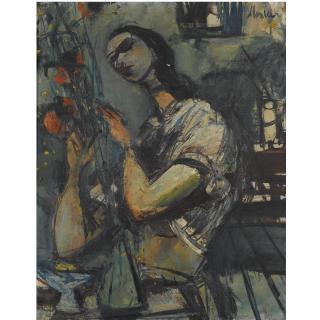 Sigmund Joseph Menkes - Woman With Flowers