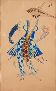 Sigrid Hjertén - Costume sketch, woman in blue