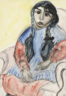 Sigrid Hjertén - Flicka med flätor