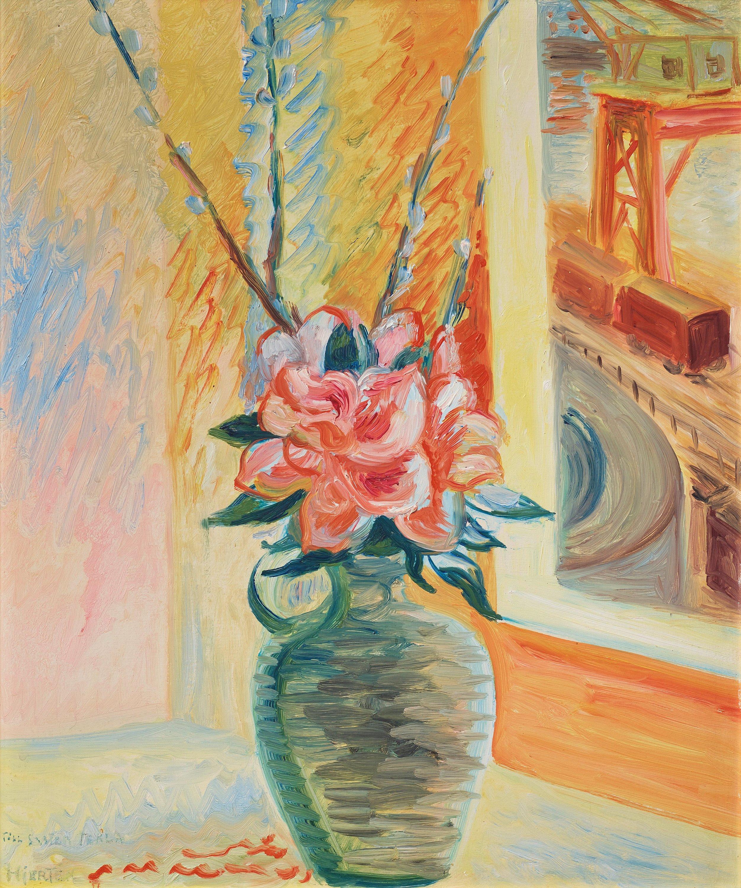 Sigrid Hjertén - Still life with flowers and window view.