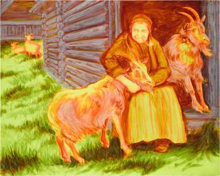 Sigrid Holmwood - Old Woman Hugging a Goat