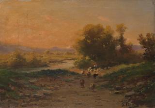 Silvio Poma - Paesaggio con gregge