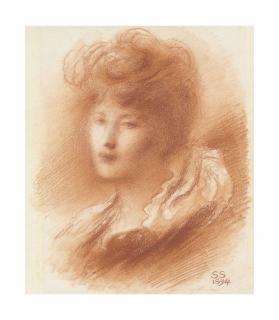 Simeon Solomon - Portrait of a young woman